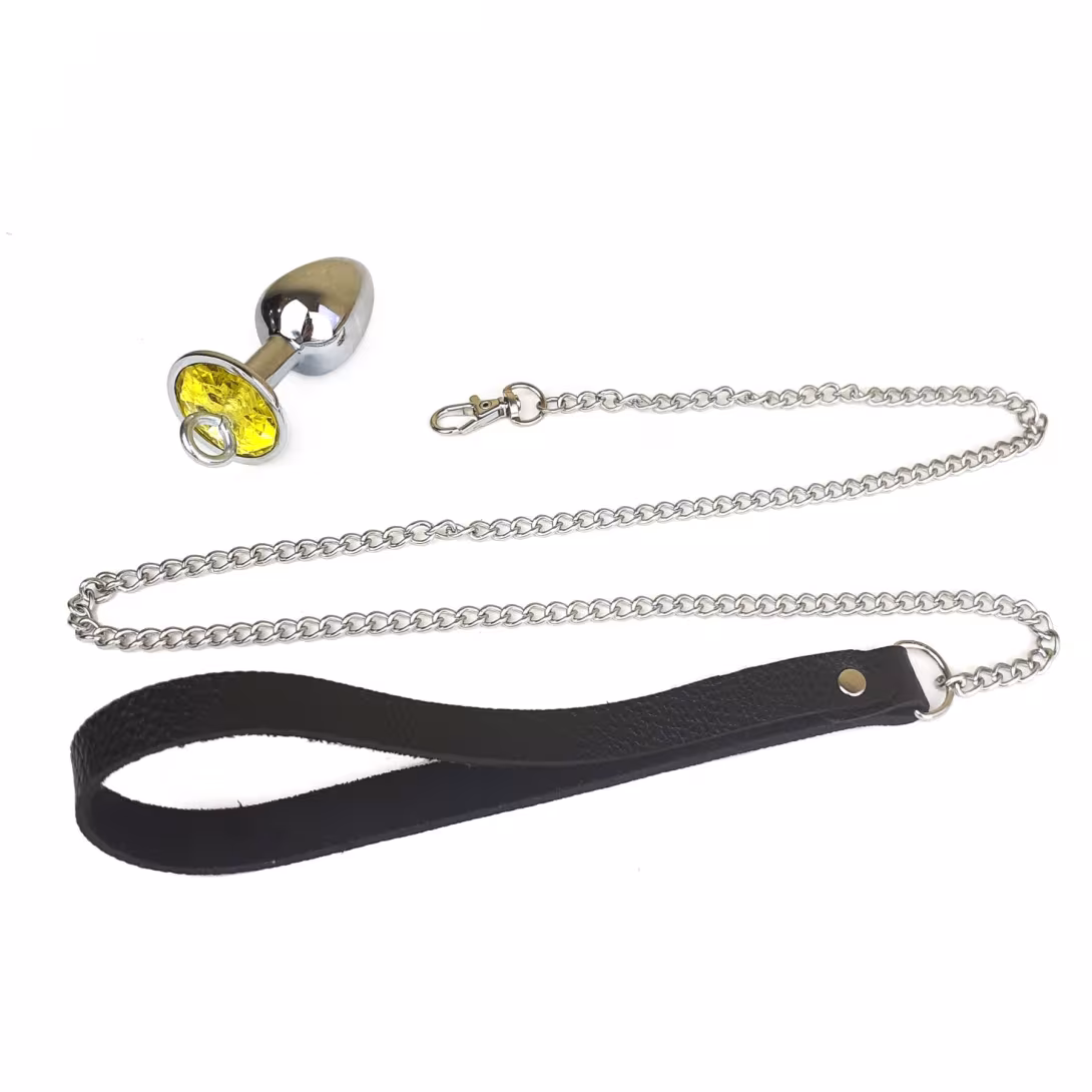Металева анальна пробка Art of Sex Metal Anal Plug with Leash size M з повідцем — фото 4