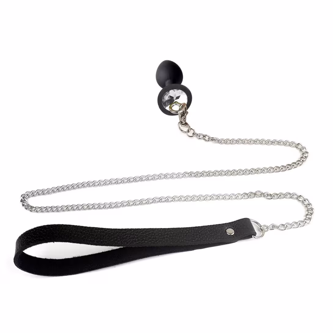 Силіконова анальна пробка Art of Sex Metal Anal Plug with Leash size S з повідцем Black — фото 2