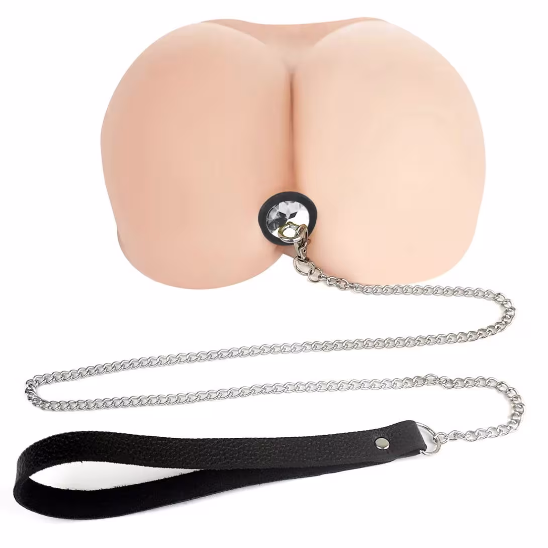 Силіконова анальна пробка Art of Sex Metal Anal Plug with Leash size L з повідцем Black — фото 4