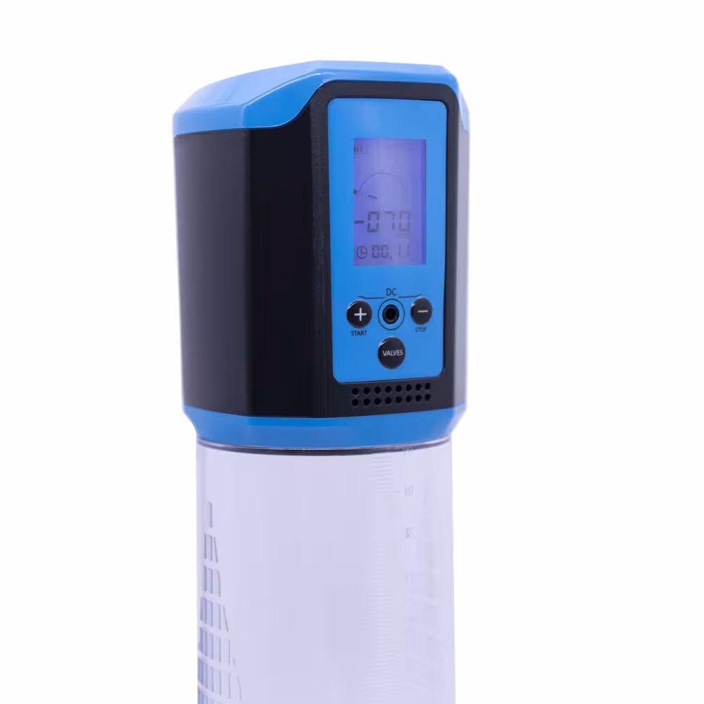 Автоматична вакуумна помпа Men Powerup Passion Pump Blue, LED-табло, перезаряджувана, 8 режимів — фото 4