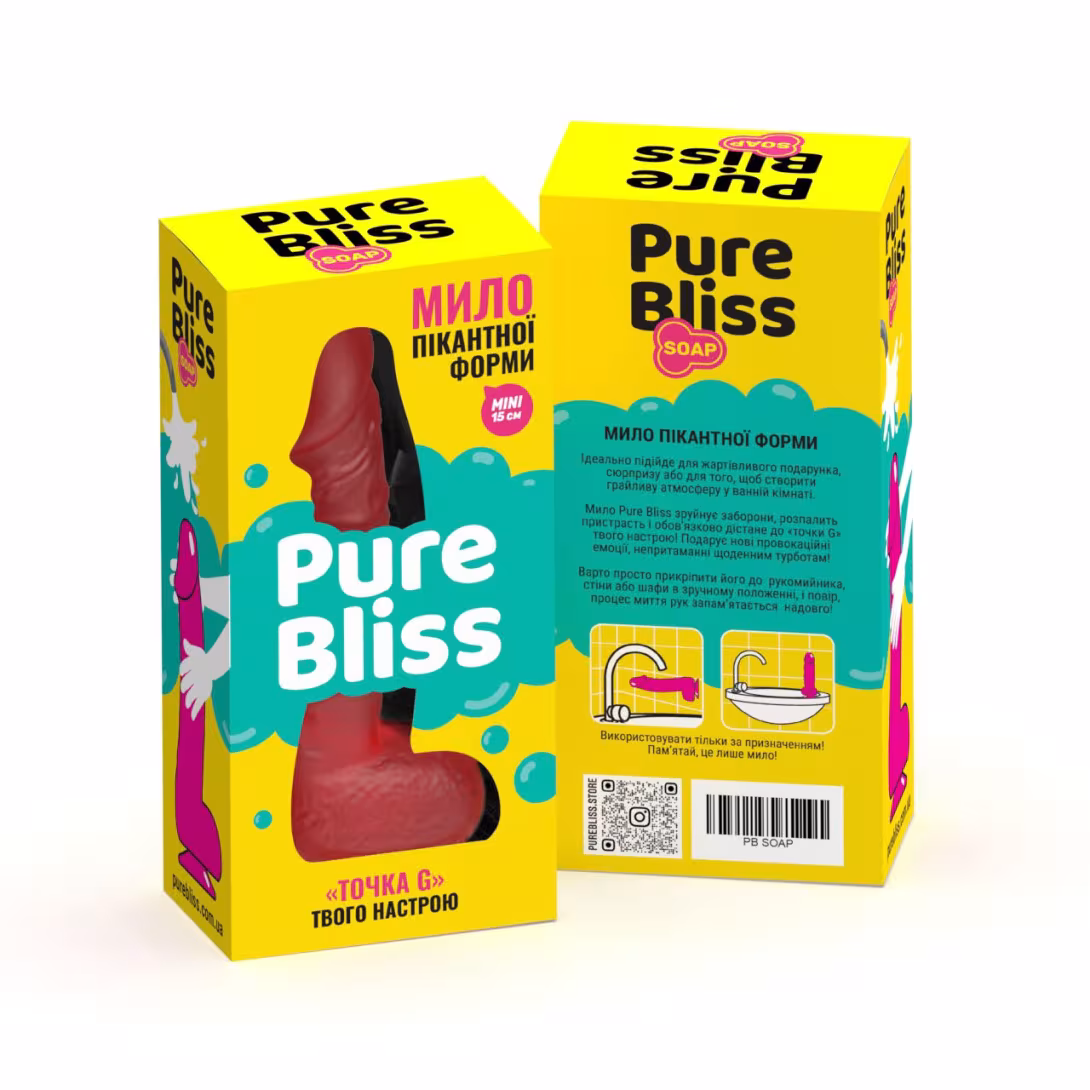 Мило у формі пеніса Pure Bliss MINI Red, крафтове мило-член, натуральне — фото 7