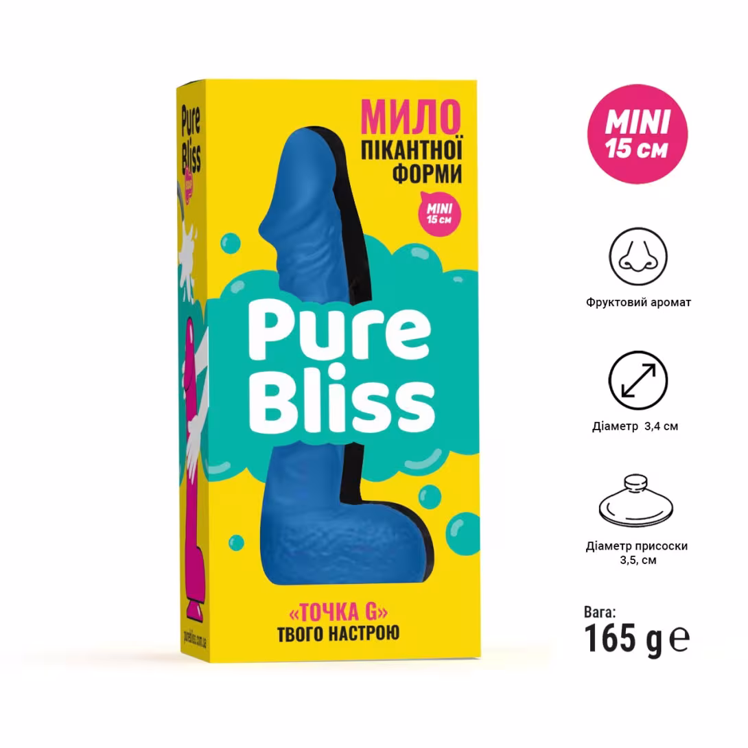 Мило у формі пеніса Pure Bliss MINI Dark Blue, крафтове мило-член, натуральне — фото 6