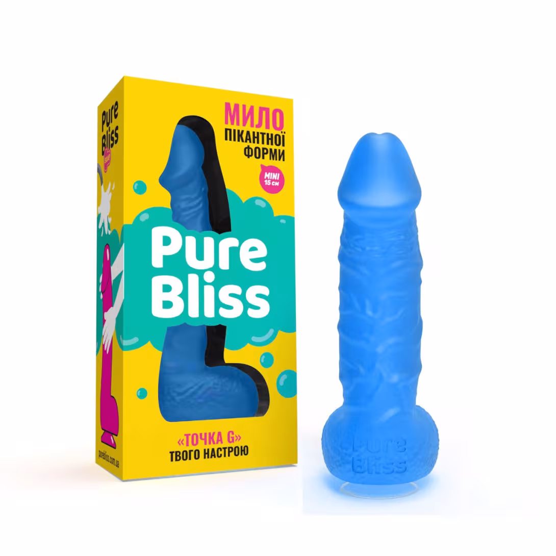 Мило у формі пеніса Pure Bliss MINI Dark Blue, крафтове мило-член, натуральне — фото 2