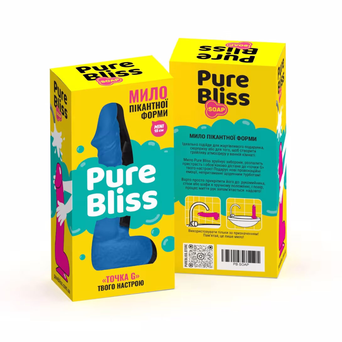 Мило у формі пеніса Pure Bliss MINI Dark Blue, крафтове мило-член, натуральне — фото 7