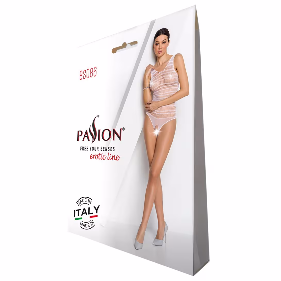 Бодістокінг з доступом Passion BS086 black, вертикальна сітка, виріз на спинці — фото 6