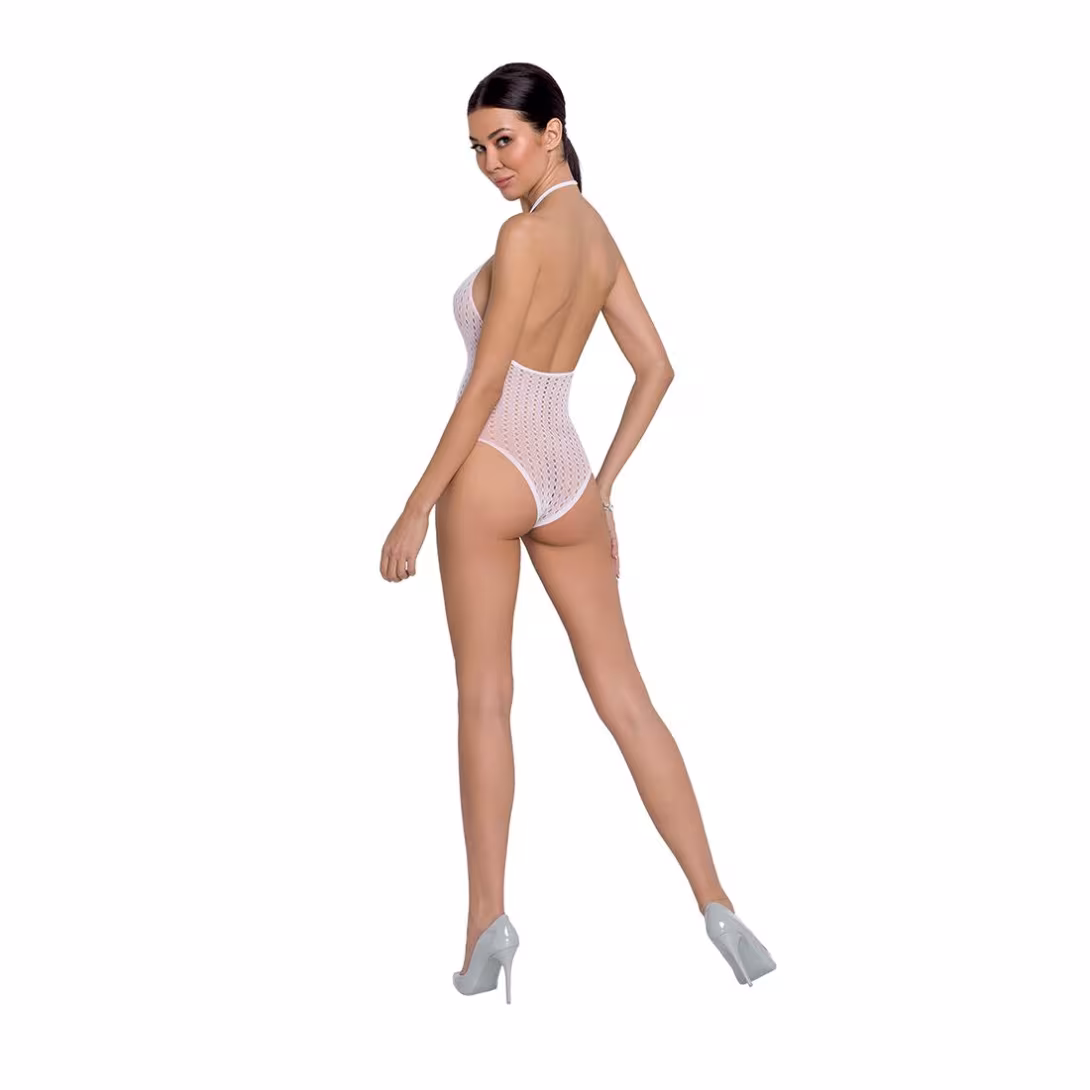 Бодістокінг з декольте Passion BS088 white, імітація корсетної шнурівки — фото 2