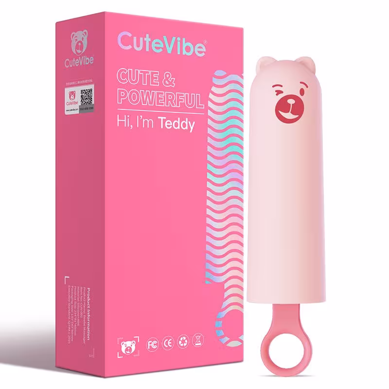 Вібратор CuteVibe Teddy Pink (Black Dildo), реалістичний вібратор під виглядом морозива — фото 4