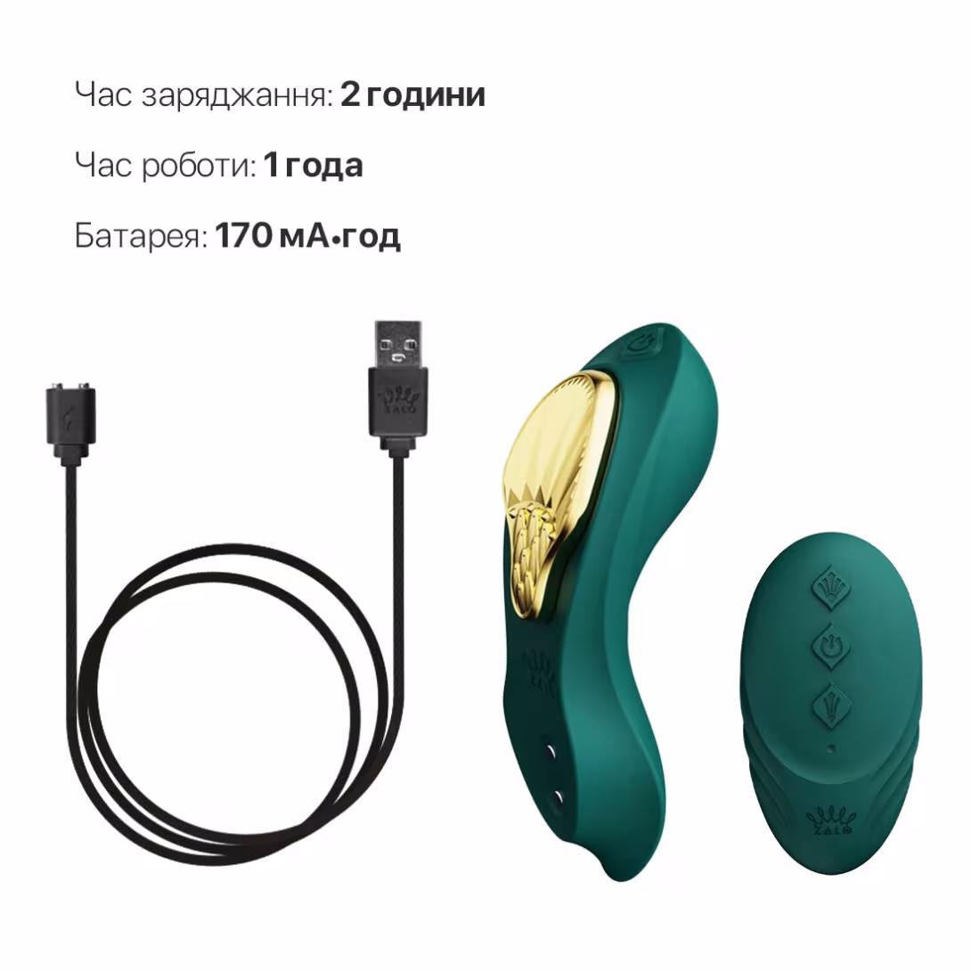 Смарт-вібратор у трусики Zalo - AYA Turquoise Green, насадка та пульт ДК — фото 6