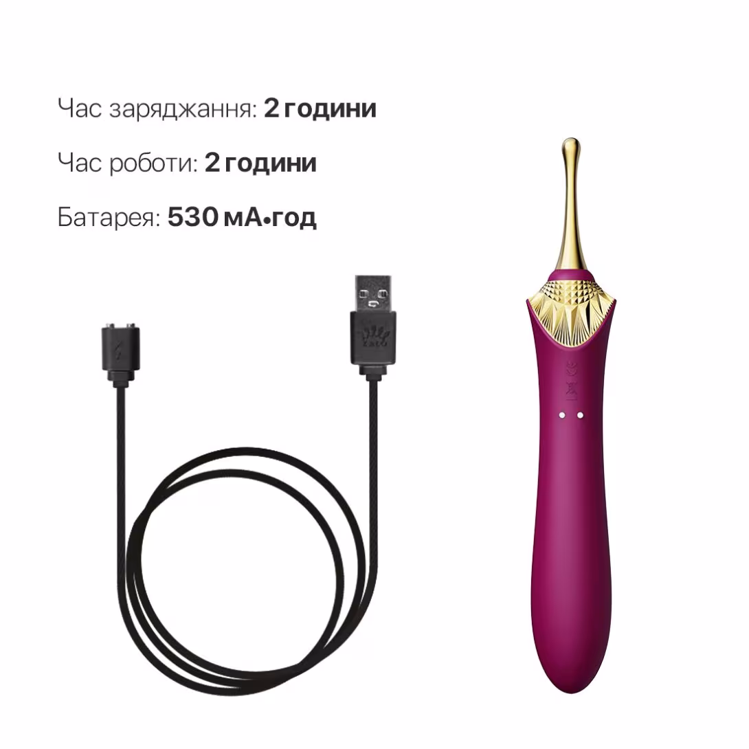 Вагінально-кліторальний вібратор Zalo — Bess Velvet Purple, мультифункціональний із насадками — фото 6