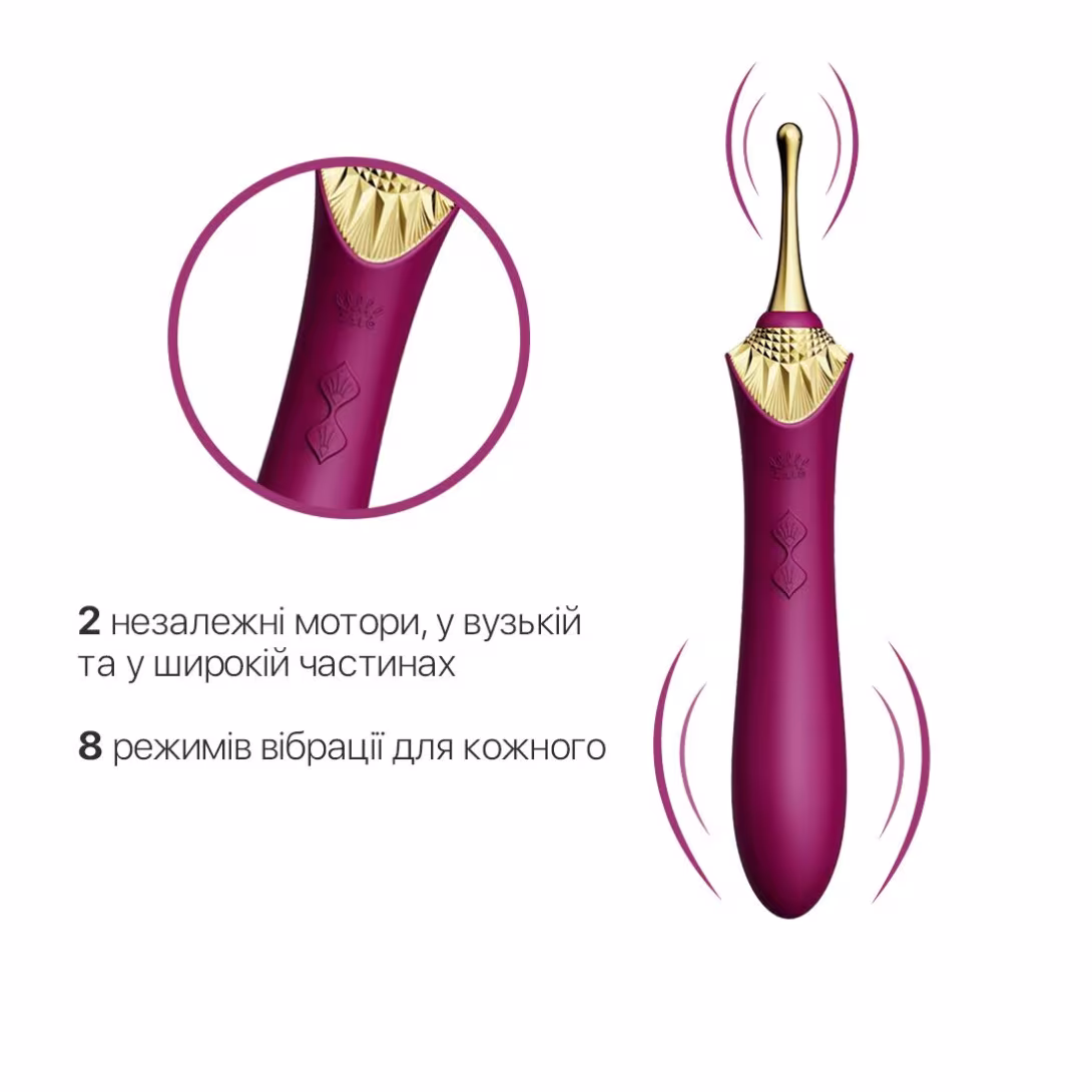 Вагінально-кліторальний вібратор Zalo — Bess Velvet Purple, мультифункціональний із насадками — фото 3