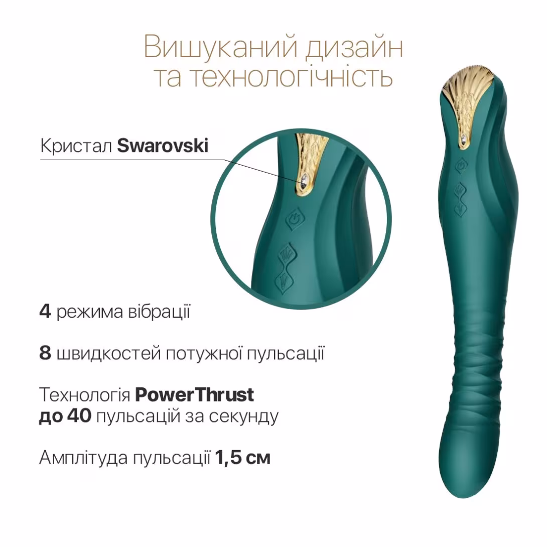 Смартвібратор-пульсатор Zalo — King Turquoise Green, кристал Swarovski — фото 5