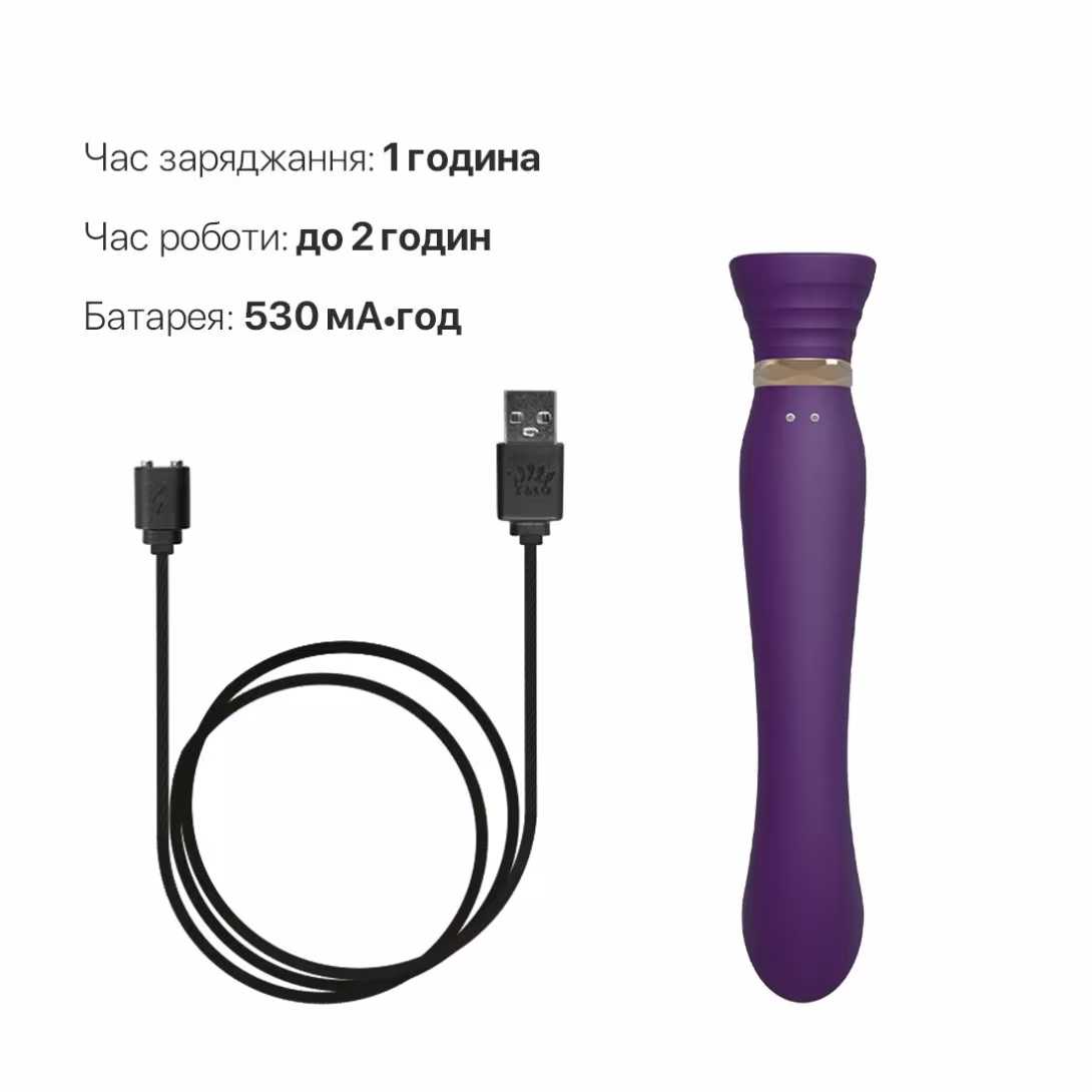 Смартвібратор 3в1 Zalo — Queen Set Twilight Purple, пульсівна перлина та вакуум, кристал Swarovski — фото 7