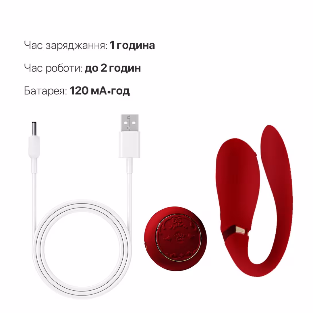 Смартвібратор для пар Zalo Fanfan set Bright Red, пульт ДК — фото 7