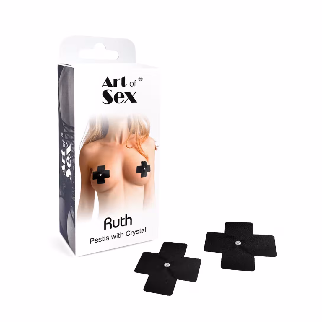 Сексуальні наклейки на груди зі стразом Art of Sex - Ruth pestis with Crystal, Чорний — фото 3