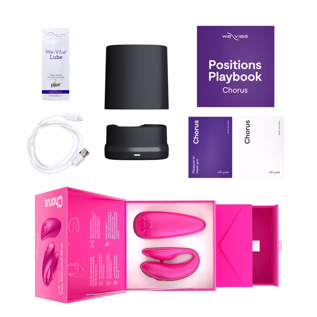 Смарт-вібратор для пар We-Vibe Chorus Cosmic Pink, сенсорне керування вібраціями стисненням пульта — фото 7