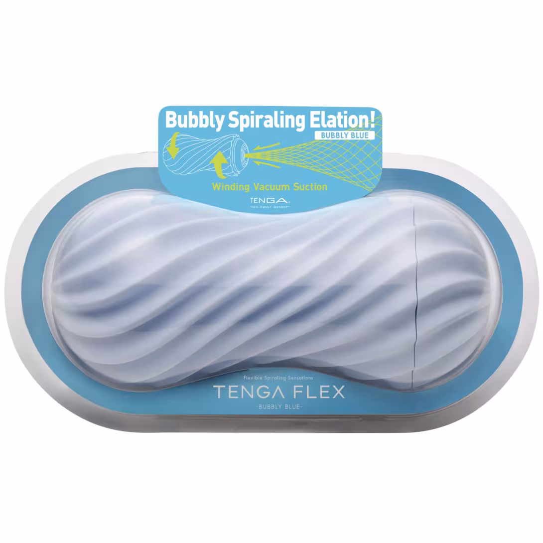 Мастурбатор Tenga FLEX Bubbly Blue зі змінною інтенсивністю, можна скручувати, вакуум — фото 3