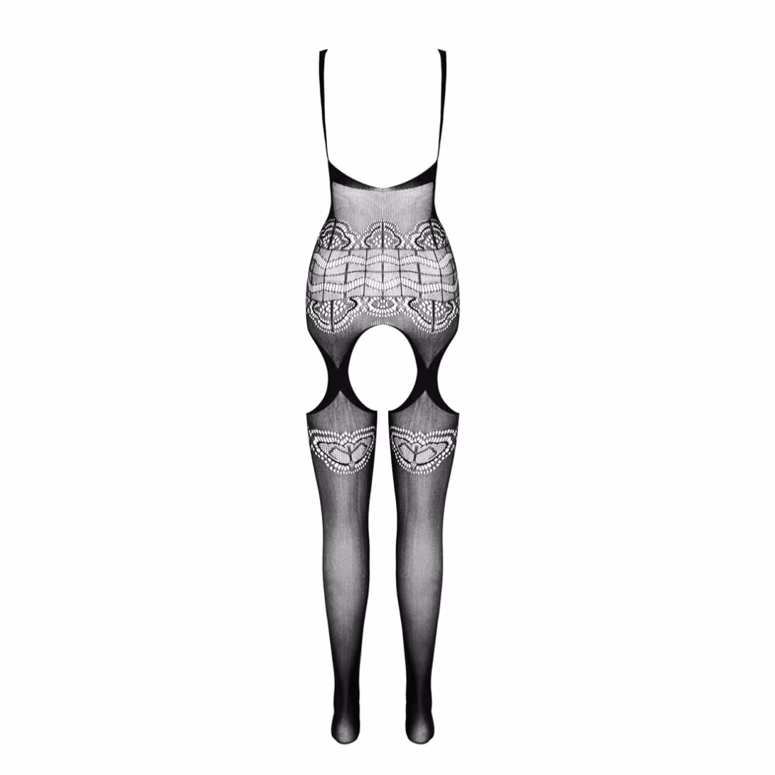 Бодістокінг Passion ECO BS005 black, щільний, відкритий доступ, імітація підв’язок — фото 4