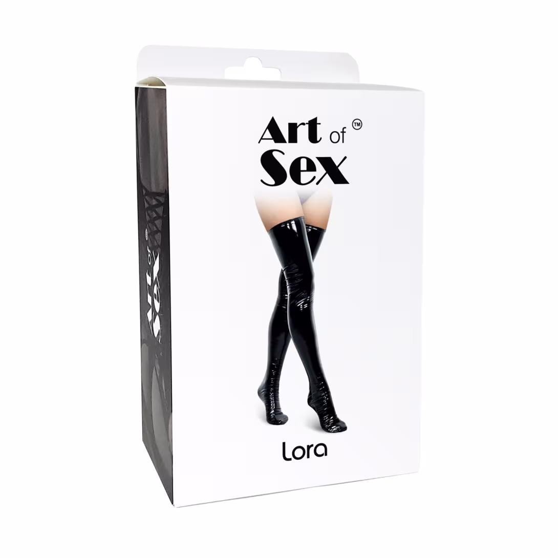 Сексуальні вінілові панчохи Art of Sex - Lora, розмір L, колір чорний — фото 4
