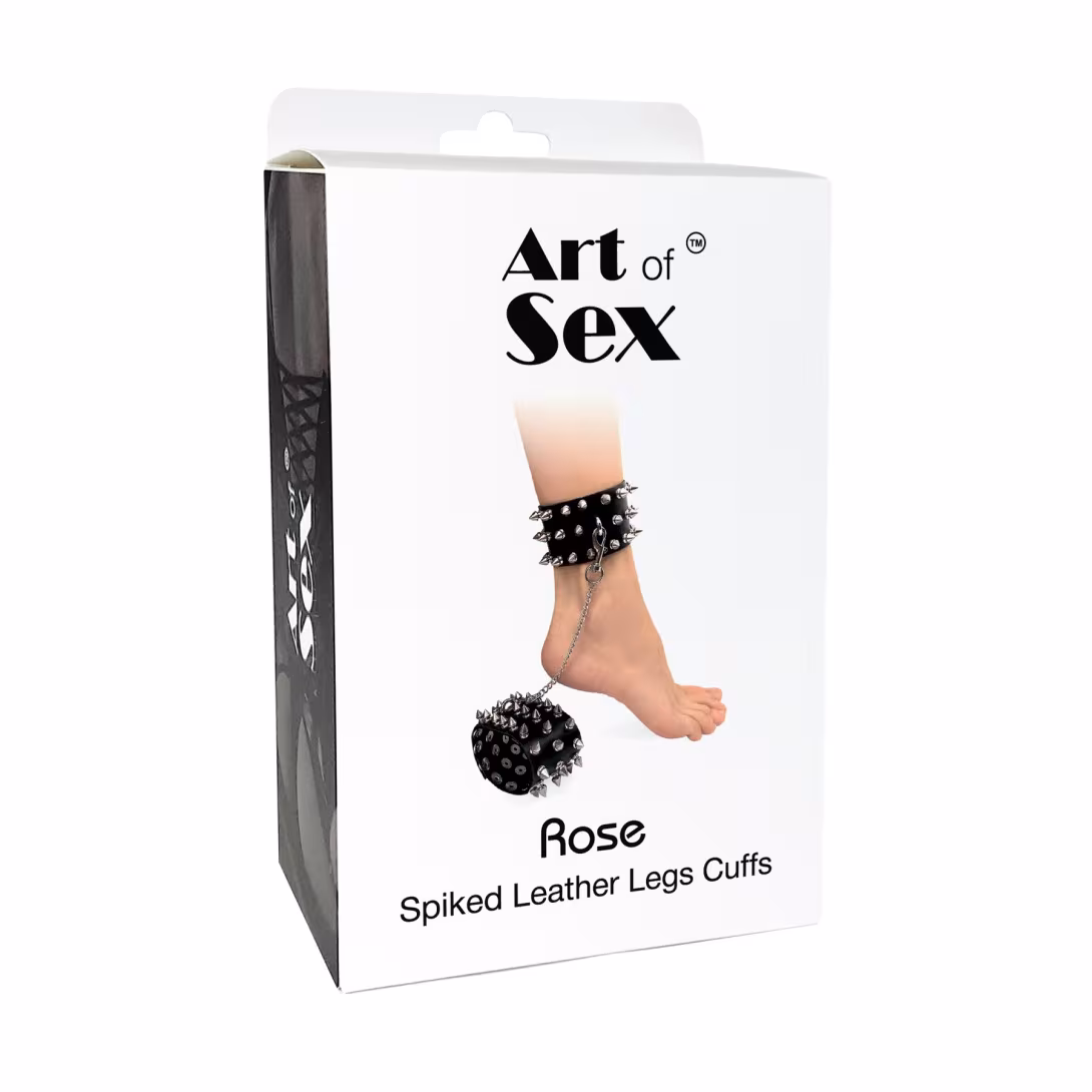 Поножі з шипами з натуральної шкіри Art of Sex, колір чорний — фото 4