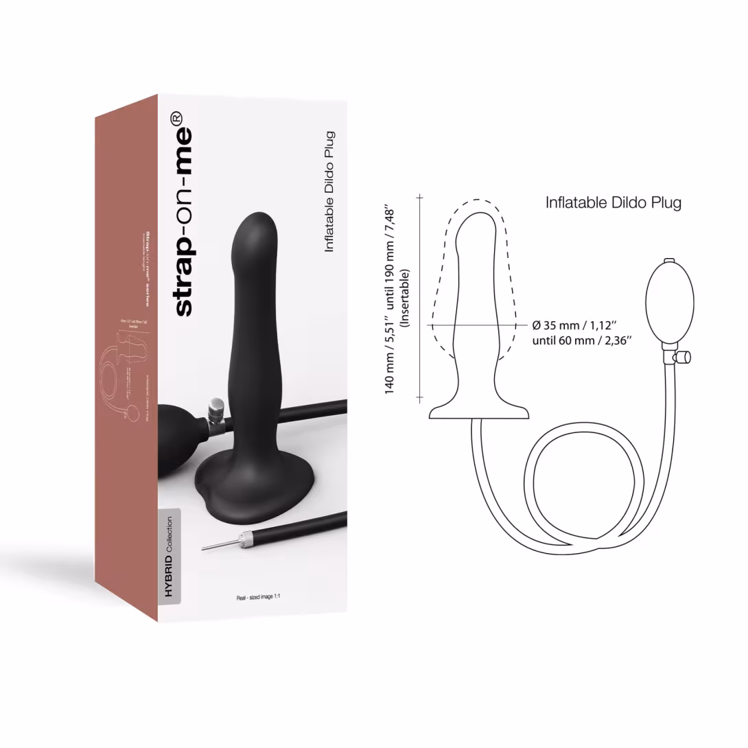 Надувний фалоімітатор Strap-On-Me INFLATABLE DILDO PLUG - NOIR, кулька всередині, діаметр до 6 см — фото 3