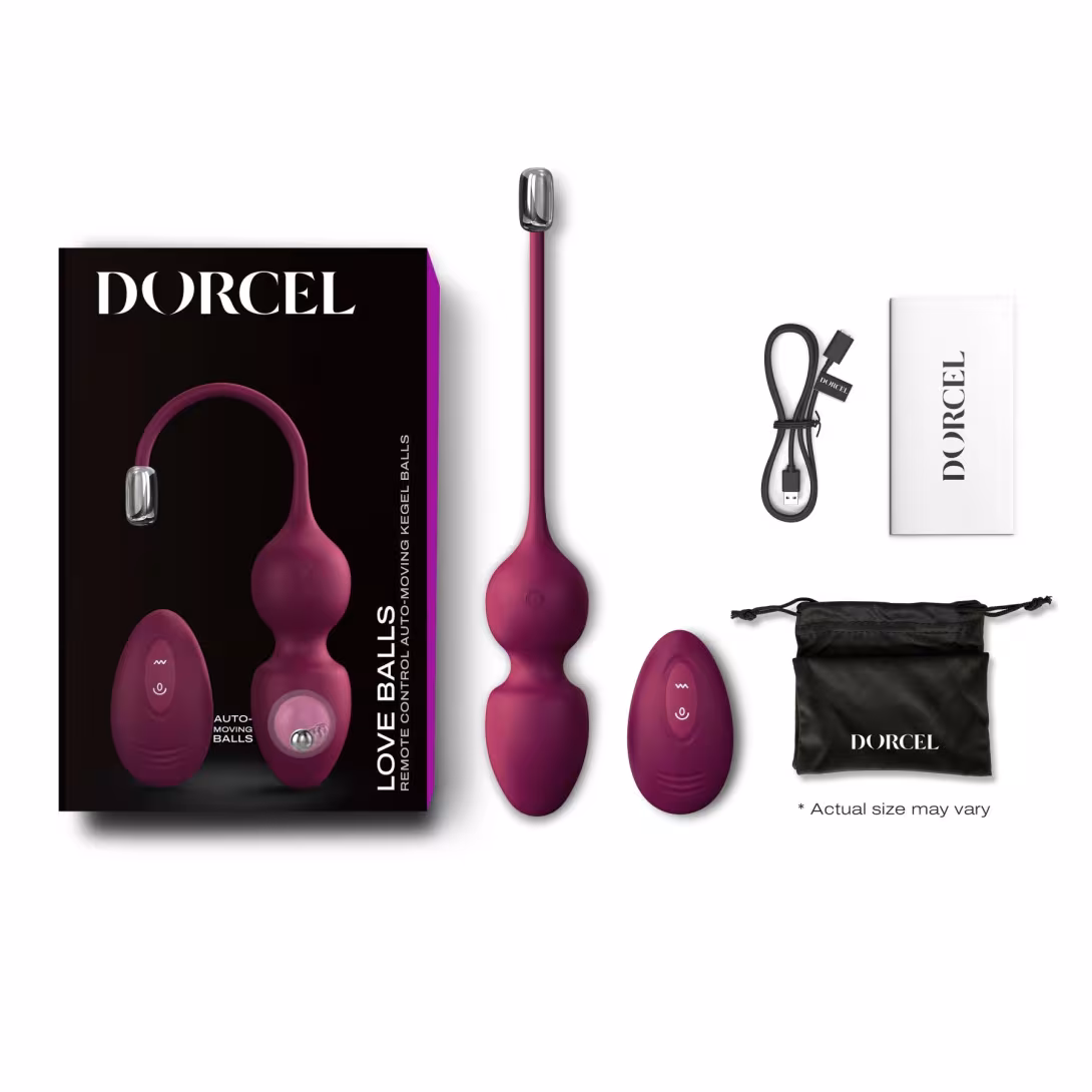 Вагінальні кульки Dorcel LOVE BALLS PLUM, вібрації та рухи внутрішньої кульки, пульт ДК — фото 6