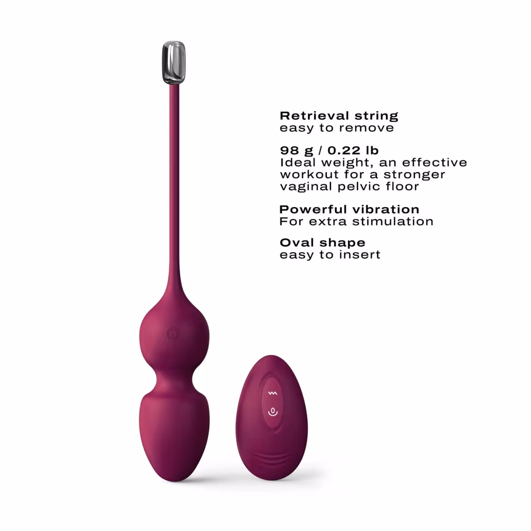 Вагінальні кульки Dorcel LOVE BALLS PLUM, вібрації та рухи внутрішньої кульки, пульт ДК — фото 3