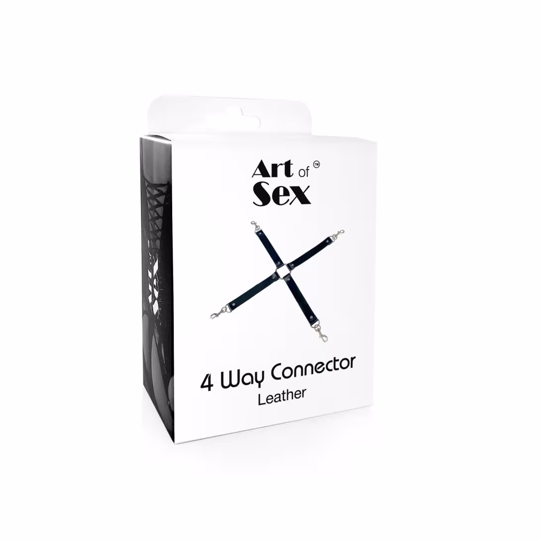 Хрестовина з натуральної шкіри Art of Sex – 4 Way Connector, чорний — фото 4
