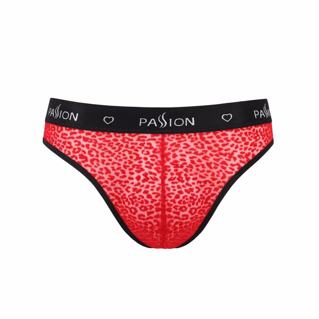 Чоловічі напівпрозорі труси Passion 031 SLIP MIKE XXL/XXXL Red, під леопард — фото 5