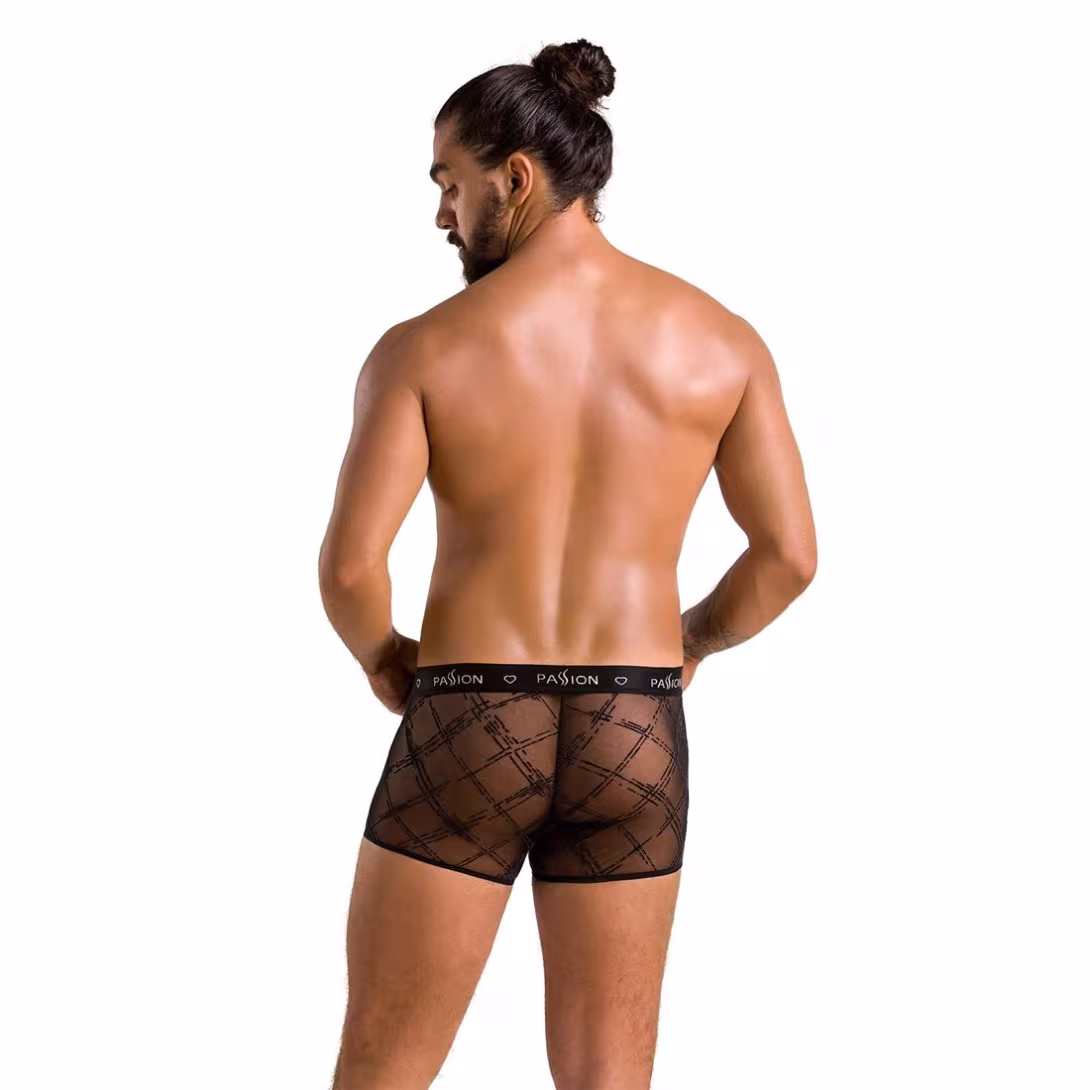 Чоловічі прозорі боксери Passion 032 SHORT JAMES XXL/XXXL Black, сітка — фото 4