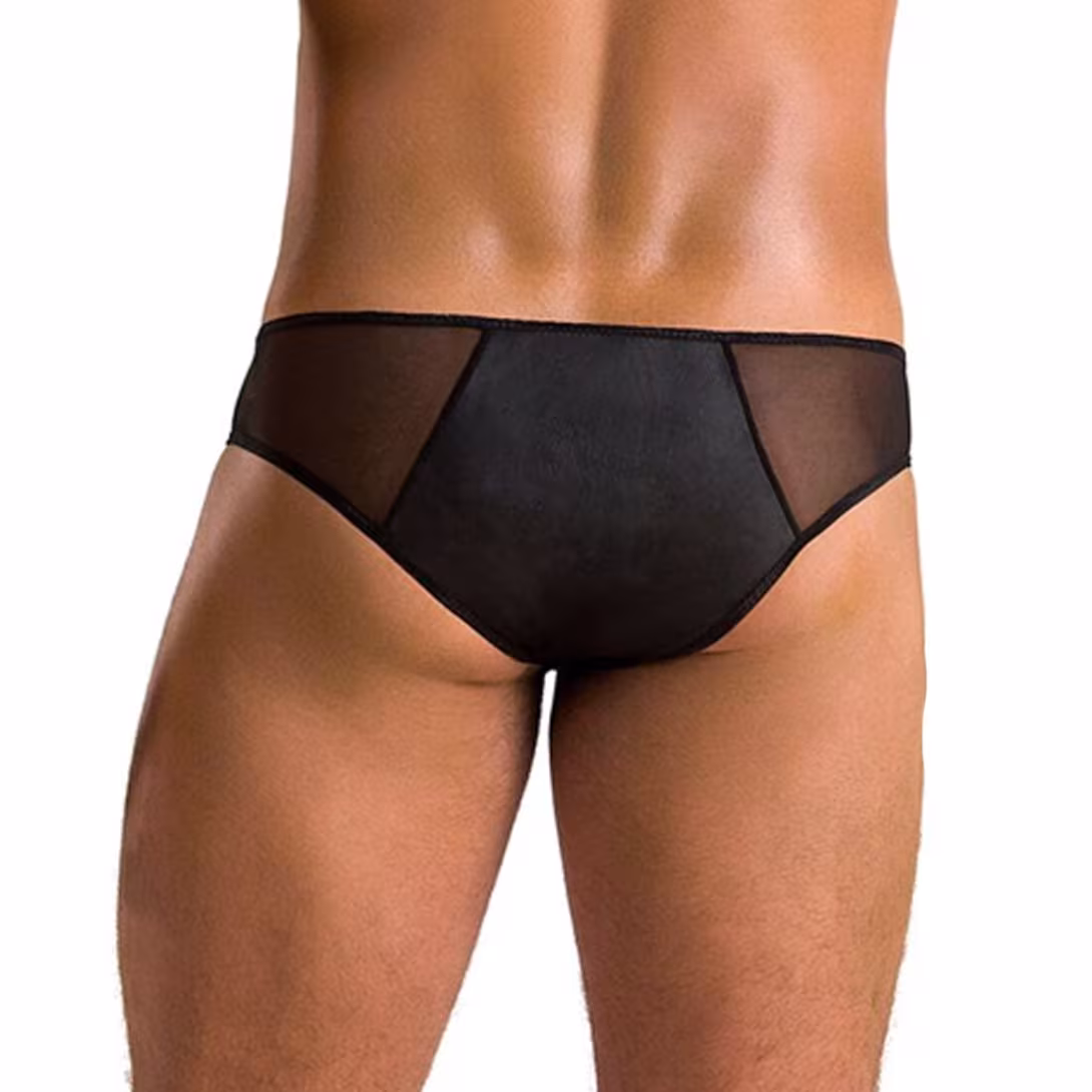 Чоловічі сліпи на блискавці Passion 042 SLIP TIMMY L/XL Black, екошкіра, сітка — фото 2