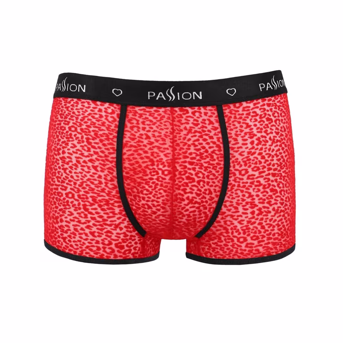 Чоловічі прозорі боксери Passion 046 SHORT PARKER S/M Red, сітка, під леопард — фото 5