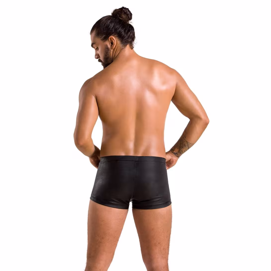 Чоловічі шкіряні боксери з клапаном Passion 050 SHORT PATRICK XXL/XXXL Black — фото 4