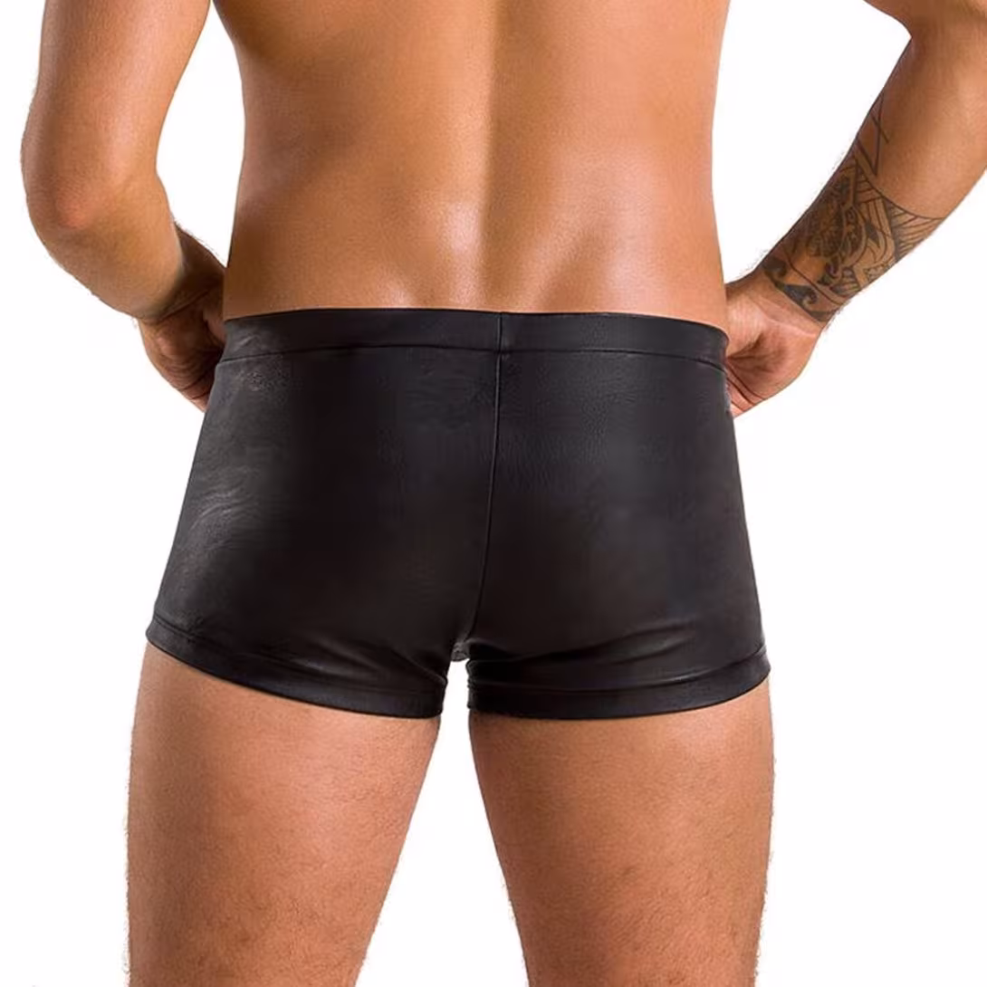 Чоловічі шкіряні боксери з клапаном Passion 050 SHORT PATRICK XXL/XXXL Black — фото 2