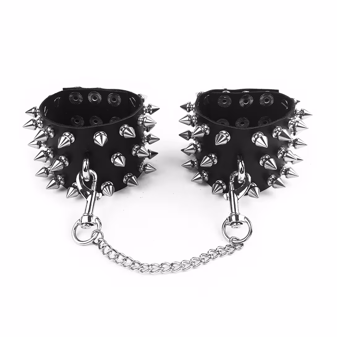 Наручники з шипами Art of Sex - Rose Spiked Leather Handcuffs, натуральна шкіра — фото 3