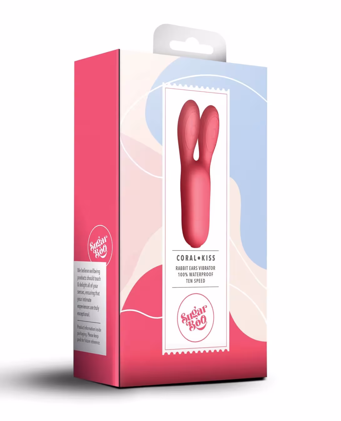 Кліторальний вібратор SugarBoo Coral Kiss з вушками, два мотори, робота від батарейок (у комплекті) — фото 4