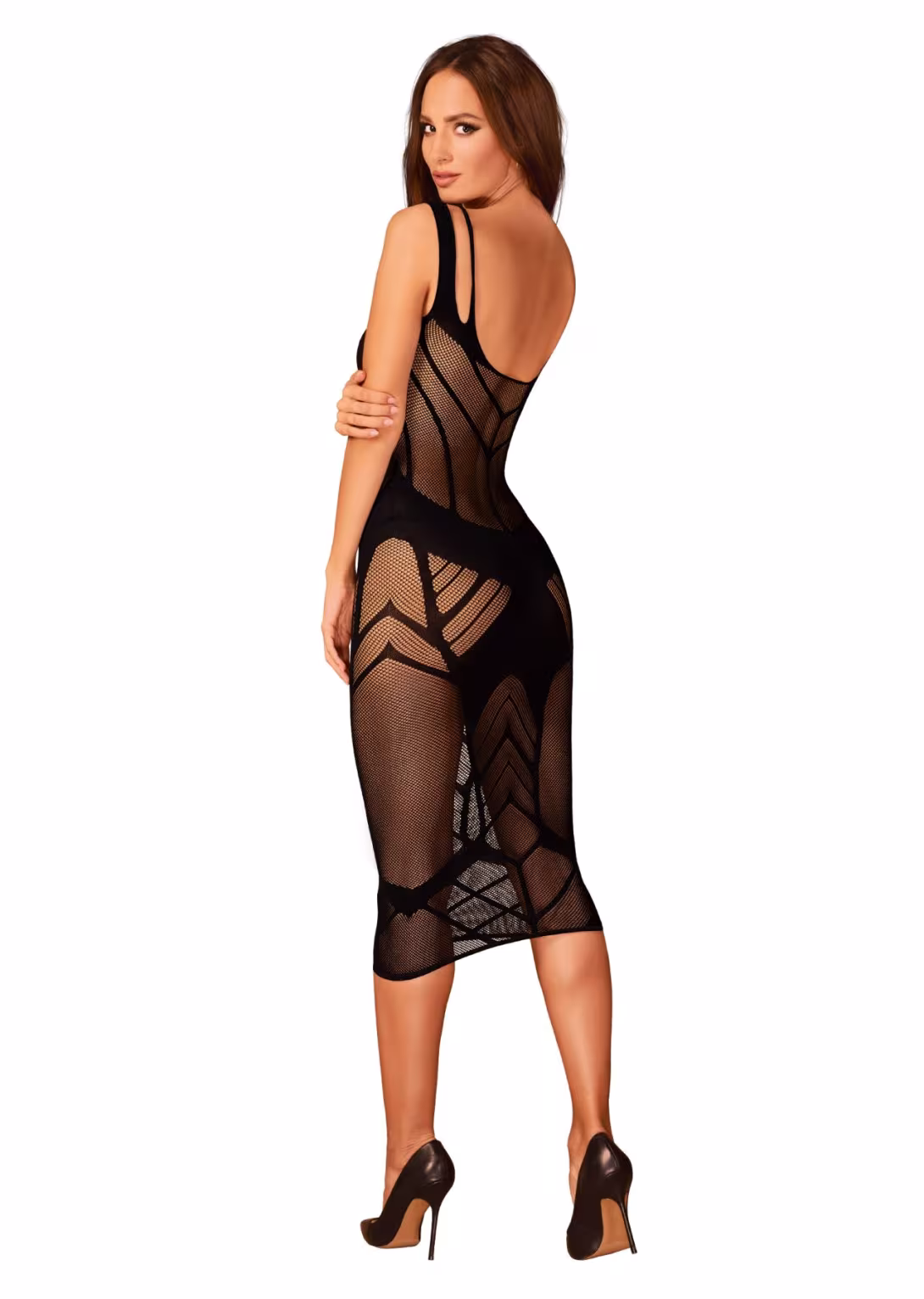 Напівпрозора сукня міді Obsessive D609 dress S/M/L, black — фото 4