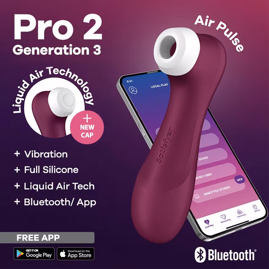 Вакуумний кліторальний стимулятор Satisfyer Pro 2 Generation 3 with Liquid Air Connect App Wіnе Red — фото 2