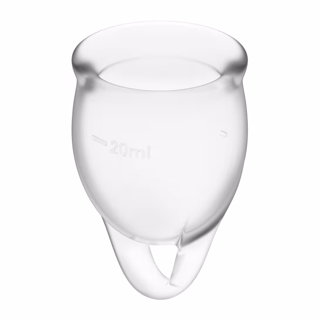 Набір менструальних чаш Satisfyer Feel Confident (Transparent), 15мл та 20мл, мішечок для зберігання — фото 2
