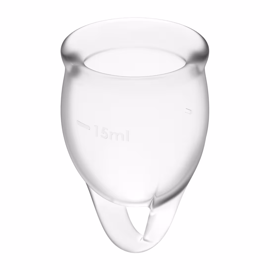 Набір менструальних чаш Satisfyer Feel Confident (Transparent), 15мл та 20мл, мішечок для зберігання — фото 3