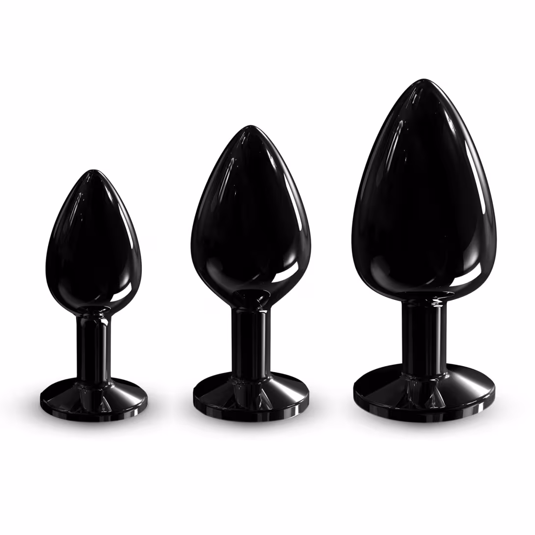 Металева анальна пробка з кристалом Dorcel Diamond Plug Black L — фото 6
