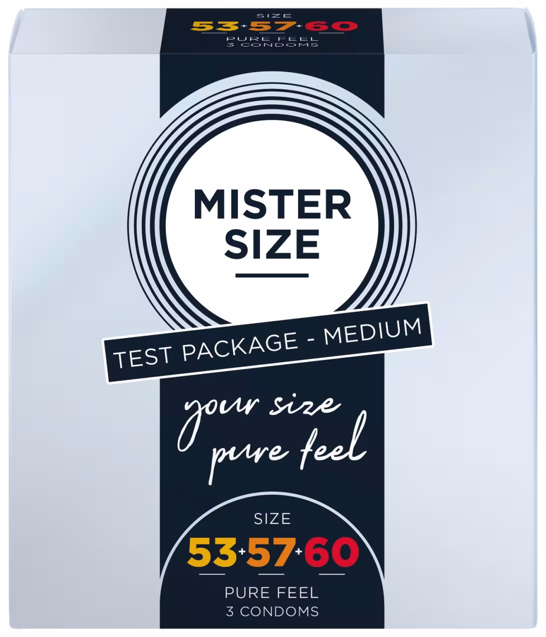 Набір презервативів Mister Size - pure feel - 53–57–60 (3 condoms), 3 розміри, товщина 0,05 мм — фото 3