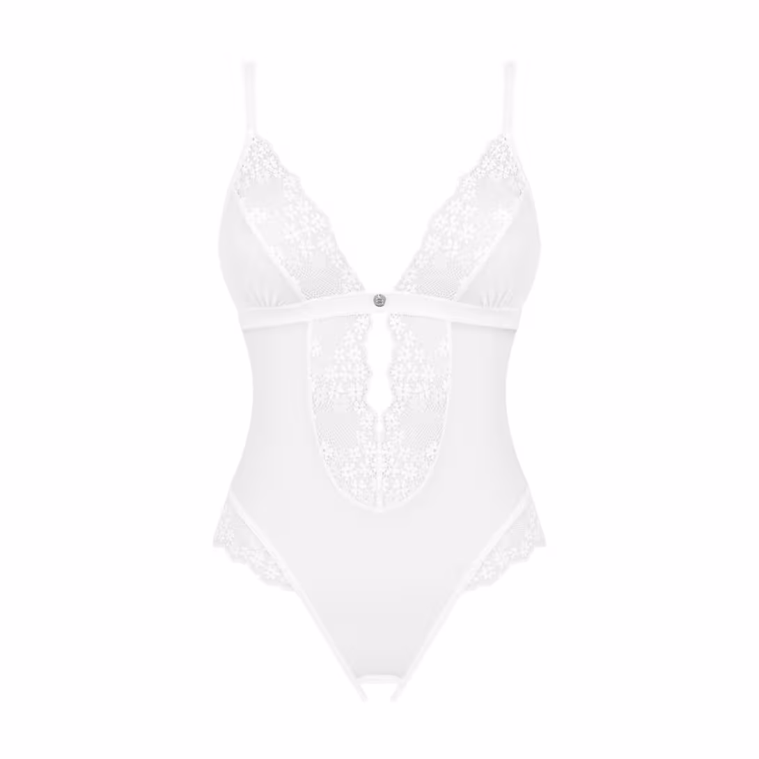 Еротичне напівпрозоре боді Obsessive Heavenlly crotchless teddy XL/2XL, з доступом — фото 3