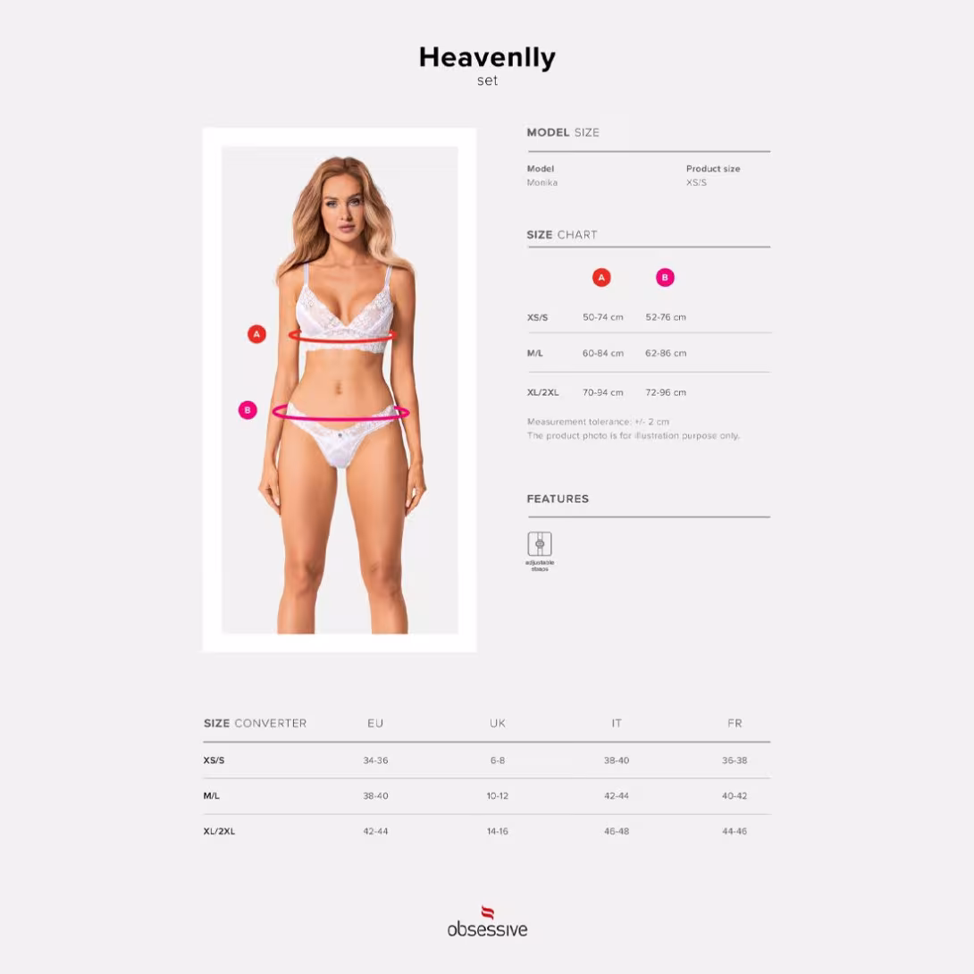 Еротичний комплект Obsessive Heavenlly 2-pcs set XS/S, бюстгальтер і танга — фото 5