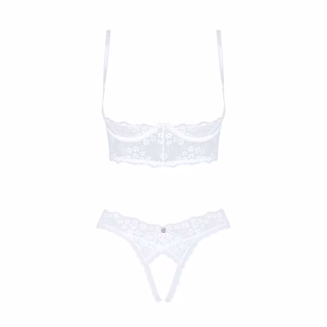 Еротичний комплект Obsessive Heavenlly 2-pcs cupless set M/L, відкриті груди, з доступом — фото 3