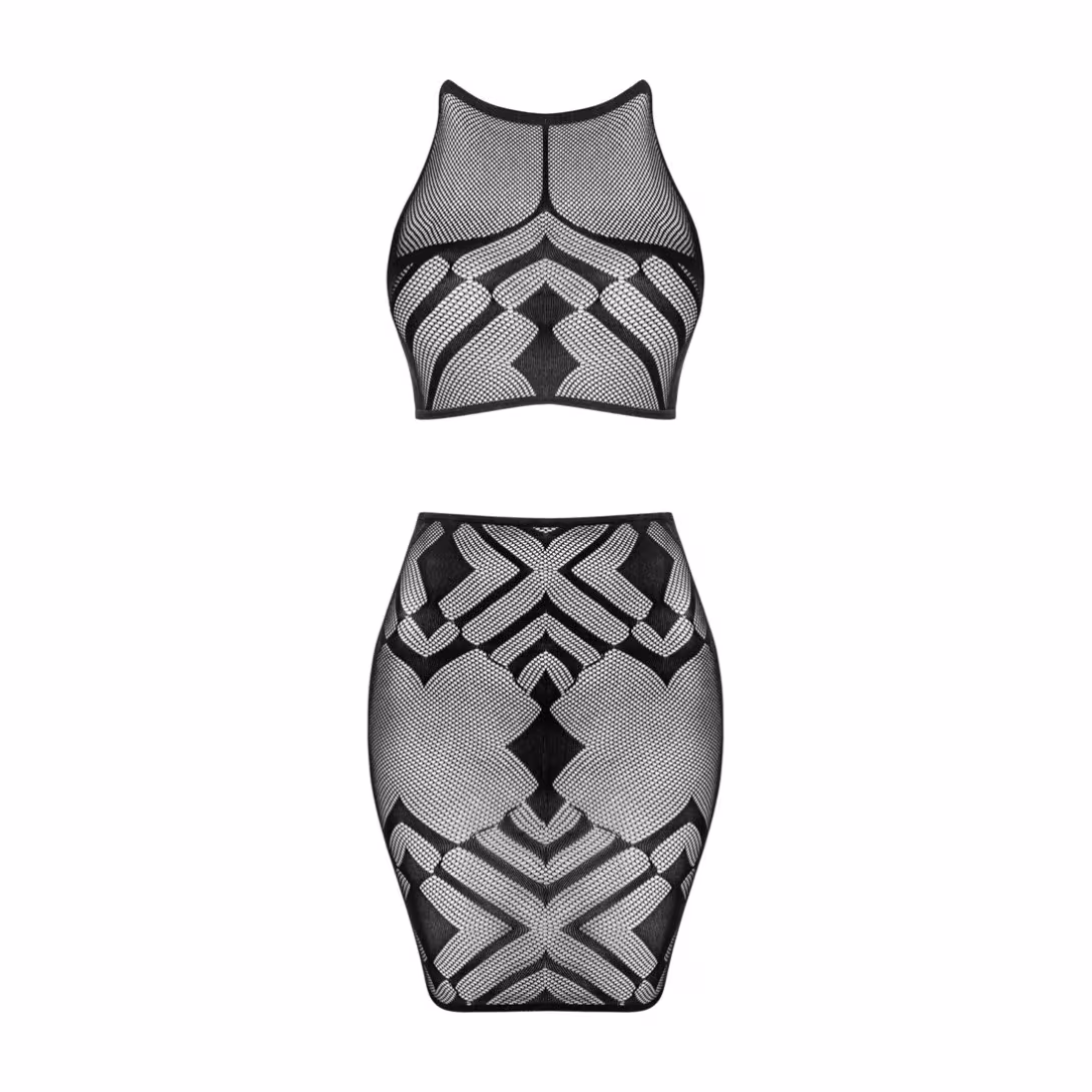 Еротичний напівпрозорий комплект Obsessive K101 top & skirt S/M/L, топ, спідниця — фото 3