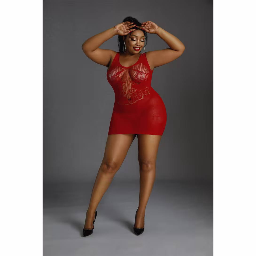Сукня-бодістокінг Moonlight Plus Model 08 XL-XXXL Red — фото 3