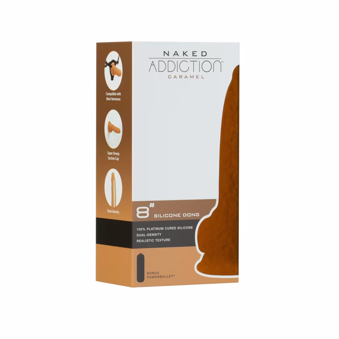 Фалоімітатор ADDICTION Dual Density Silicone Dildo Caramel 8″, присоска, діаметр 4,3 см, віброкуля — фото 10