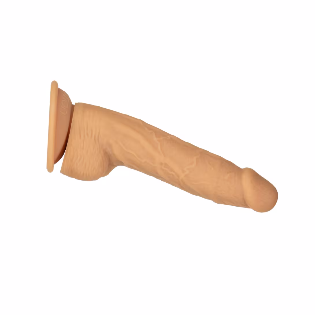 Фалоімітатор ADDICTION Dual Density Silicone Dildo Caramel 8″, присоска, діаметр 4,3 см, віброкуля — фото 3