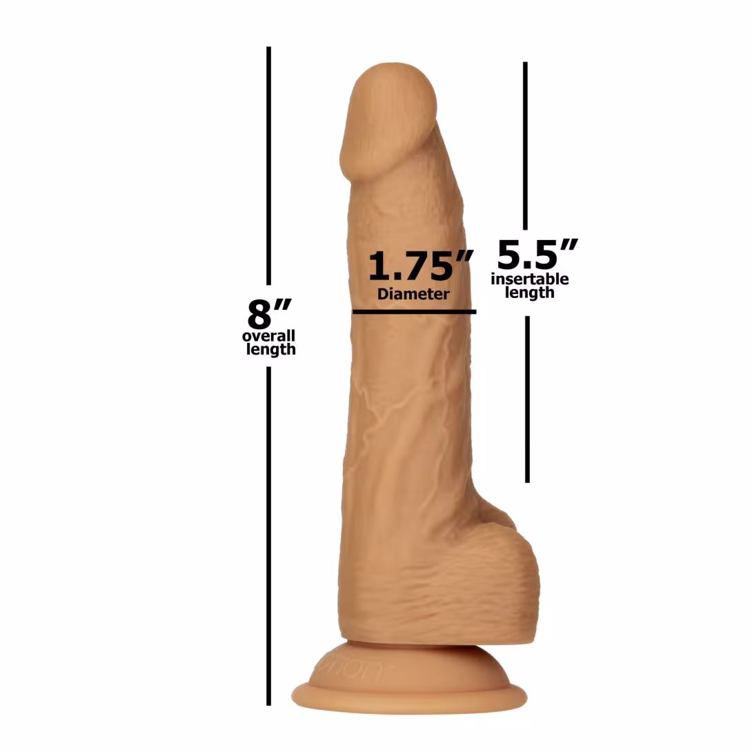 Фалоімітатор ADDICTION Dual Density Silicone Dildo Caramel 8″, присоска, діаметр 4,3 см, віброкуля — фото 4
