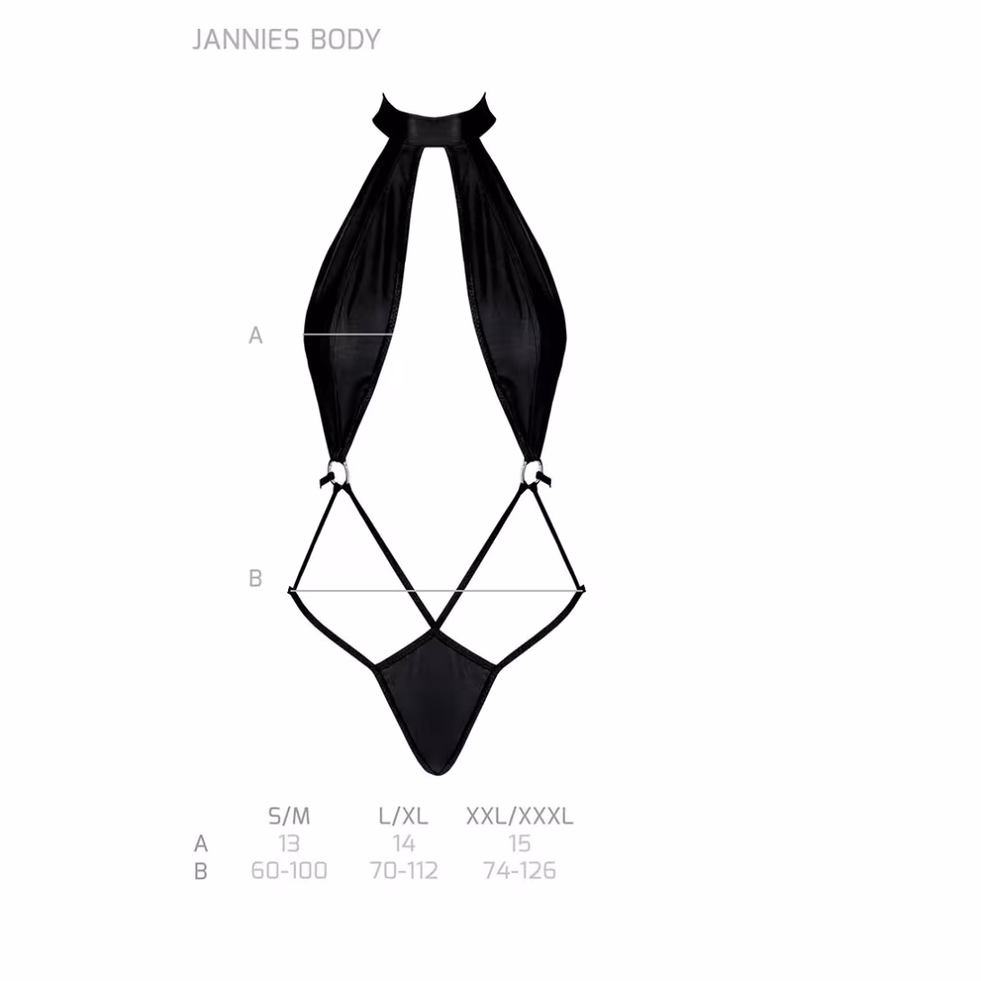 Боді-халтер з екошкіри Passion JANNIES BODY L/XL black — фото 5